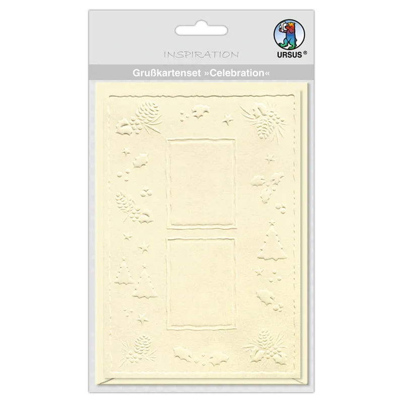 Grußkarten-Set "Celebration" creme Tannenzapfen - 5 Stück