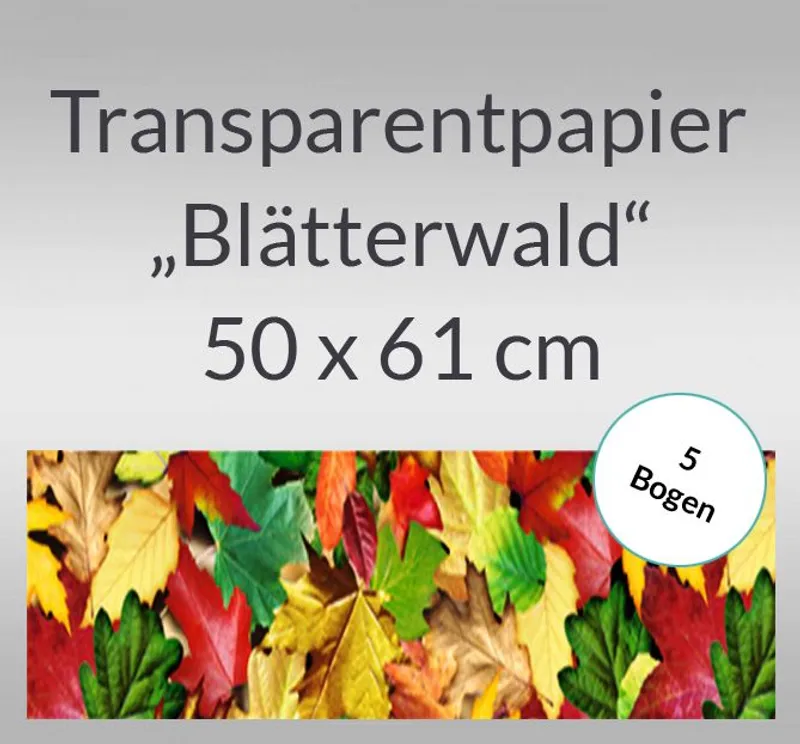 Transparentpapier "Blätterwald" 50 x 61 cm - 5 Bogen