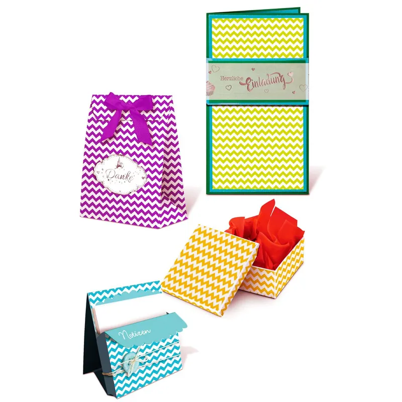Fotokarton "Chevron mini" 49,5 x 68 cm - 10 Bogen sortiert