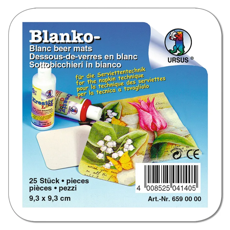 Blanko-Bierdeckel quadratisch - 25 Stück