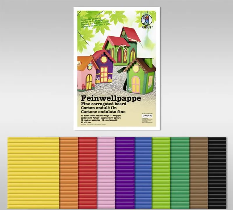 Feinwellpappe 300 g/qm 50 x 70 cm - 10 Bogen sortiert