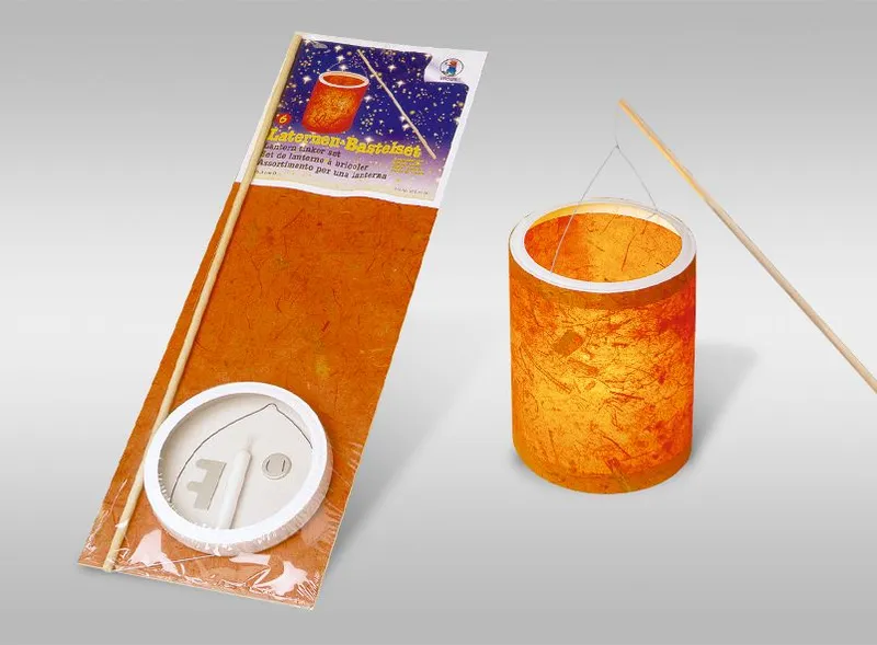 Laternen-Bastelset 6 mit Bananenpapier orange