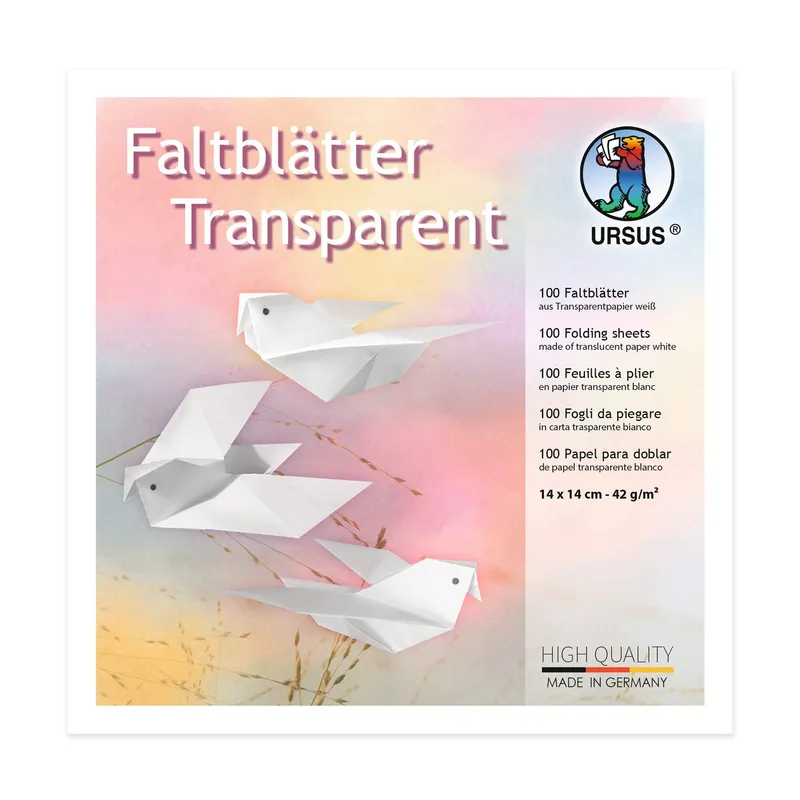 Faltblätter transparent 42 g/qm 14 x 14 cm - 100 Blatt weiß