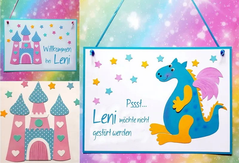 Türschild Drache aus Papier
