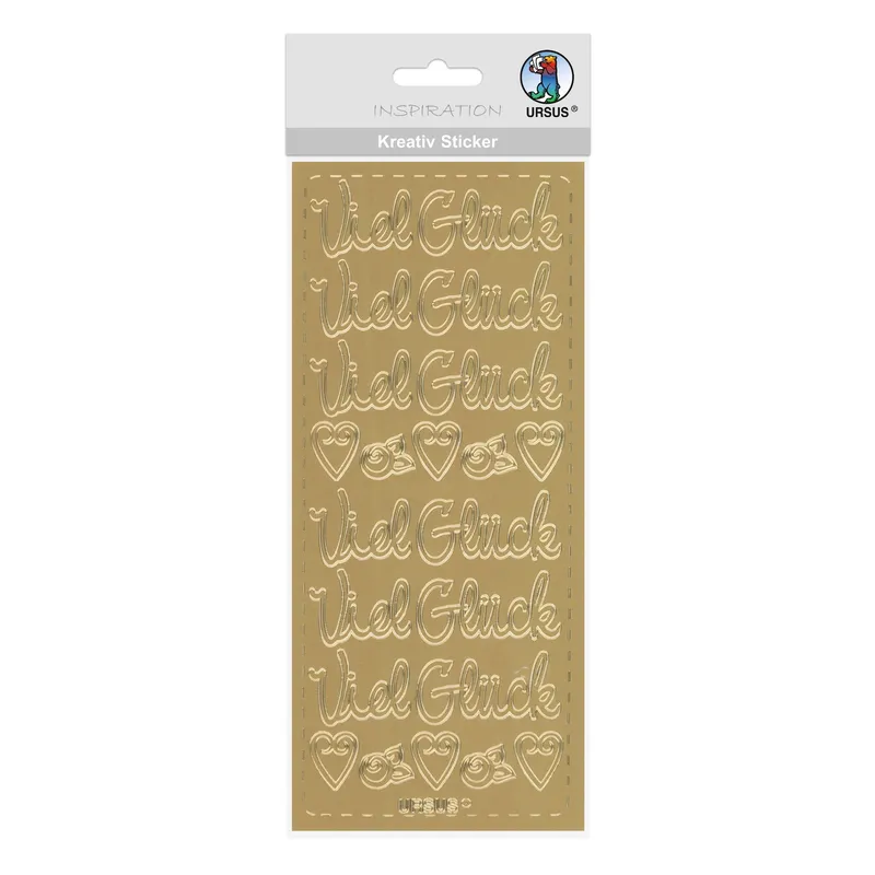 Kreativ Sticker "Viel Glück" gold groß