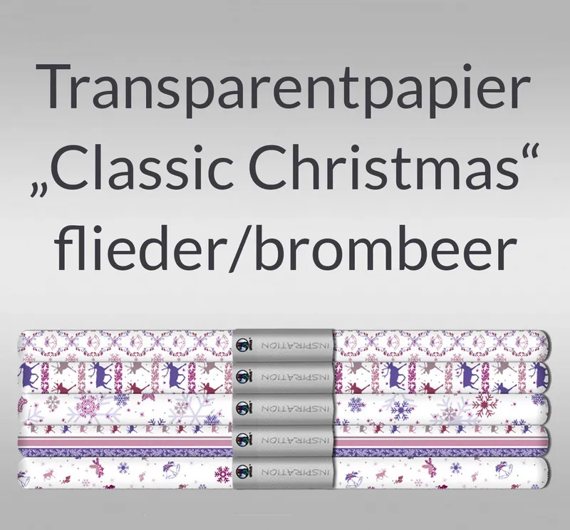Transparentpapier "Classic Christmas" flieder/brombeer 50 x 61 cm - 5 Bogen sortiert