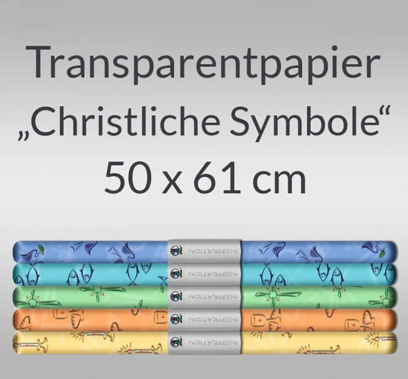 Transparentpapier "Christliche Symbole" 50 x 61 cm - 5 Rollen sortiert