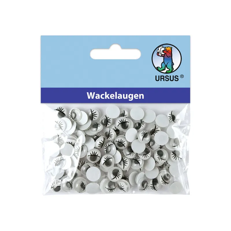 Wackelaugen rund 7 mm mit Wimpern - 100 Stück