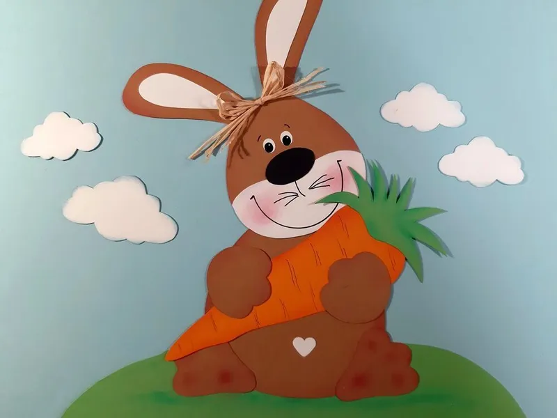 Hase mit Möhre aus Papier