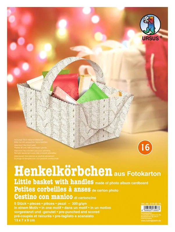 Henkelkörbchen "Strickmuster creme"