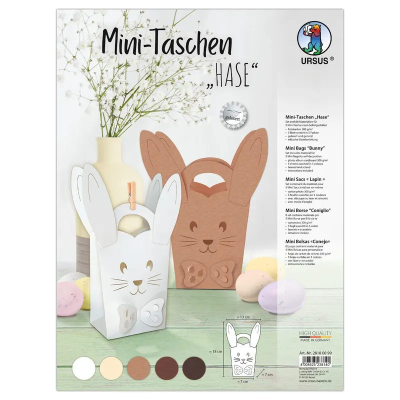 Mini-Taschen "Hase" - 5er Set