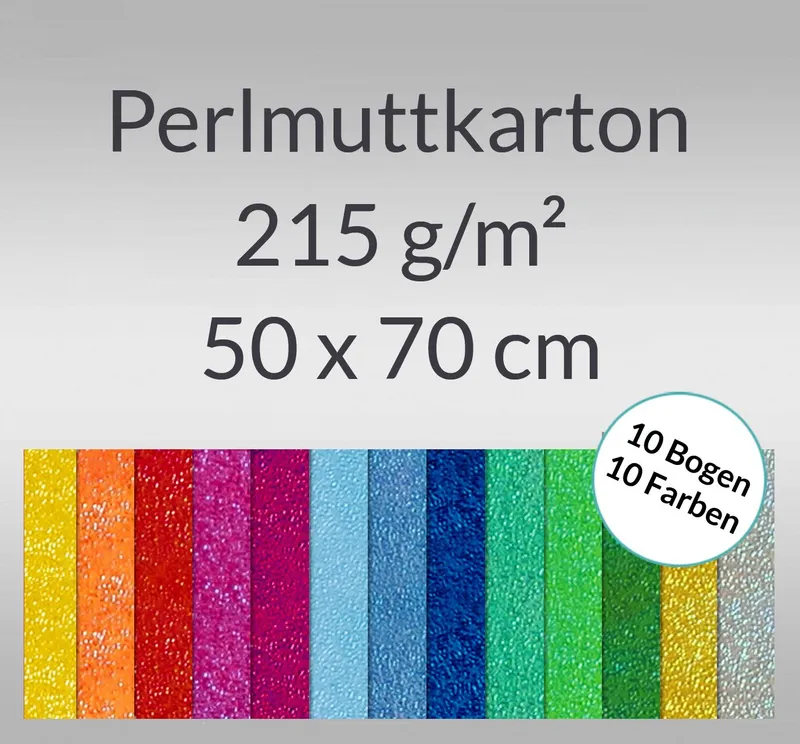 Pearlmuttkarton 50 x 70 cm - 10 Bogen sortiert