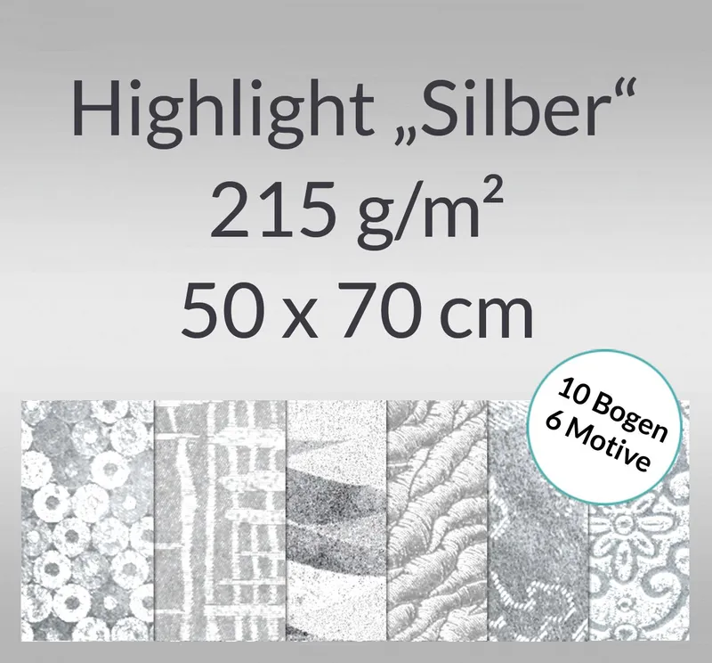 Highlight "Silber" 50 x 70 cm - 10 Bogen sortiert