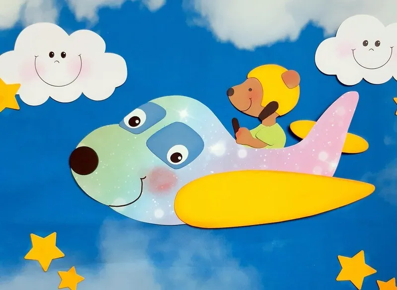 Bär mit Flugzeug