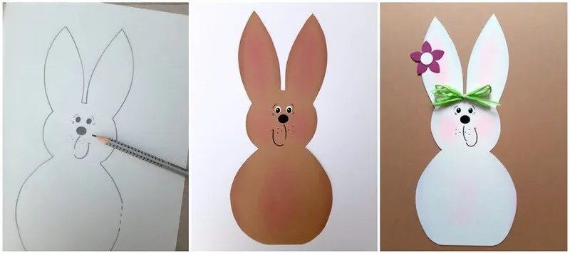 Brauner und weißer Hase aus Fotokarton