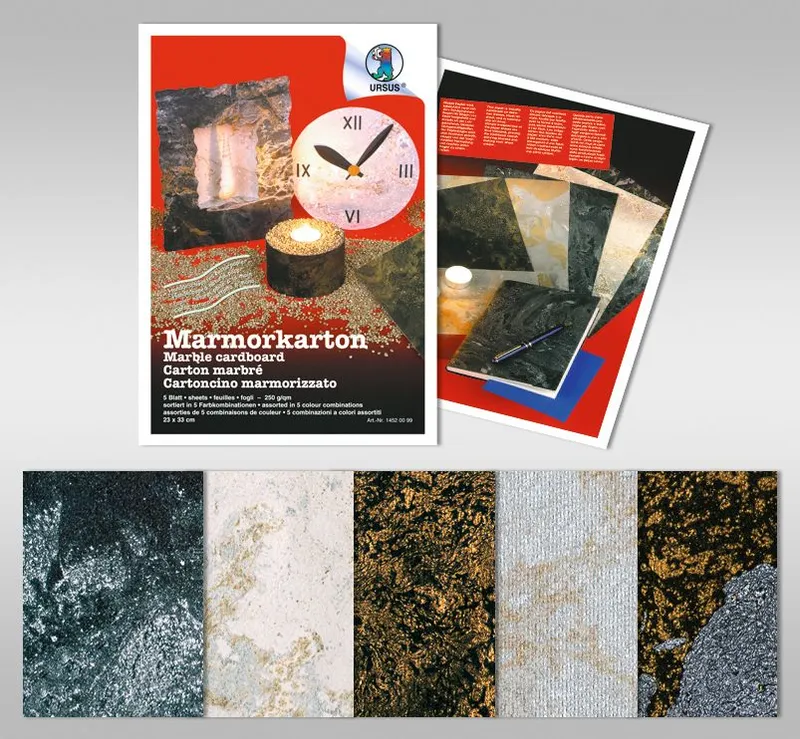 Marmorkarton 250 g/qm 50 x 70 cm - 10 Bogen sortiert