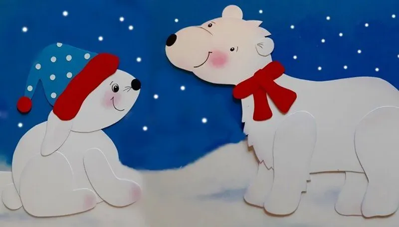 Schneehase und Eisbär aus Papier