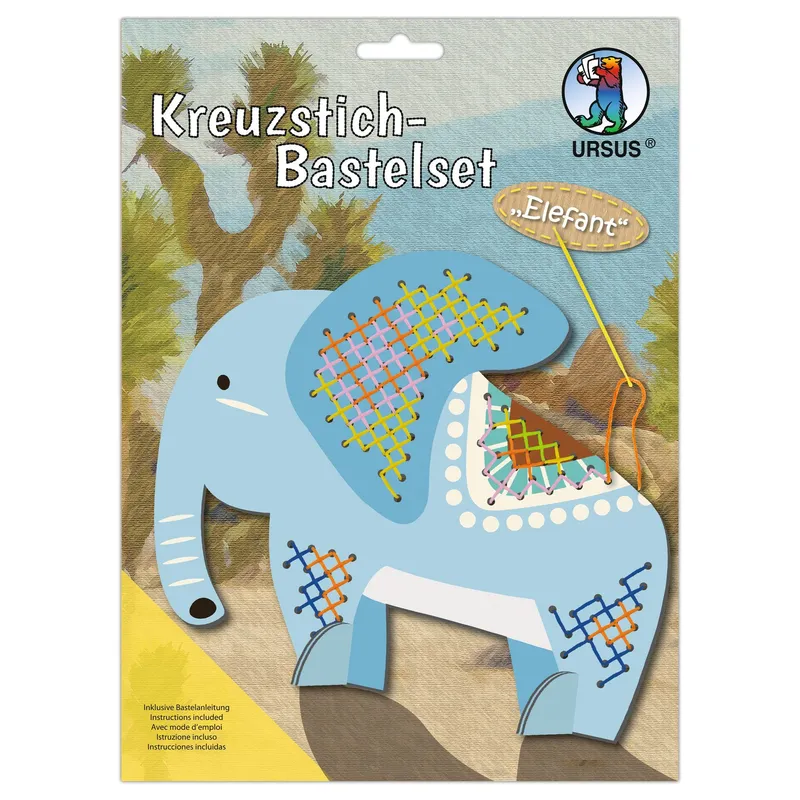 Kreuzstich-Bastelset Elefant