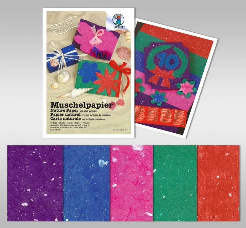 Muschelpapier 70 g/qm 50 x 70 cm - 10 Bogen sortiert