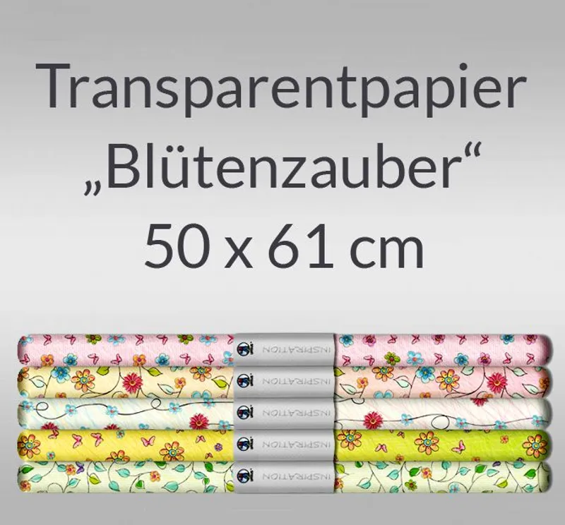 Transparentpapier "Blütenzauber" 50 x 61 cm - 5 Rollen sortiert