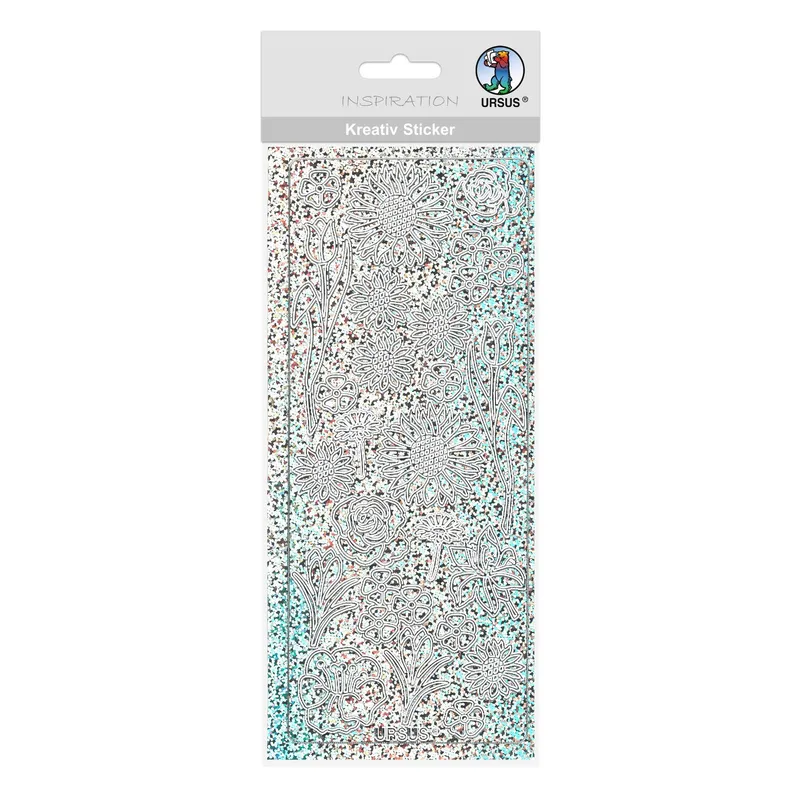 Hologramm Sticker "Blumen" silber