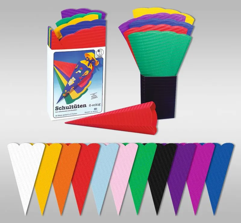 3D-Schultüte "Uni" maxi - 50 Stück sortiert
