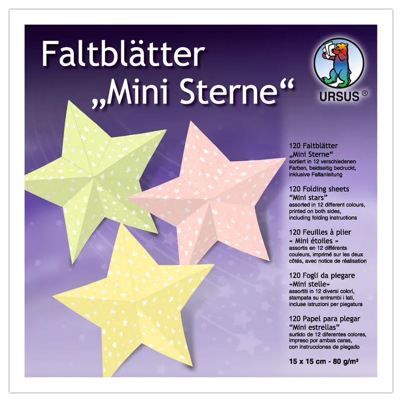 Faltblätter Mini-Sterne 15 x 15 cm