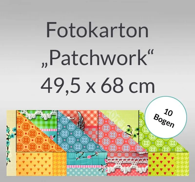 Fotokarton "Patchwork" 49,5 x 68 cm - 10 Bogen sortiert
