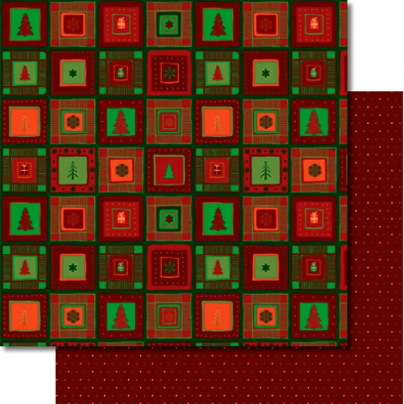 Scrapbooking Papier "Winterzauber rot/grün" - 25 Blatt