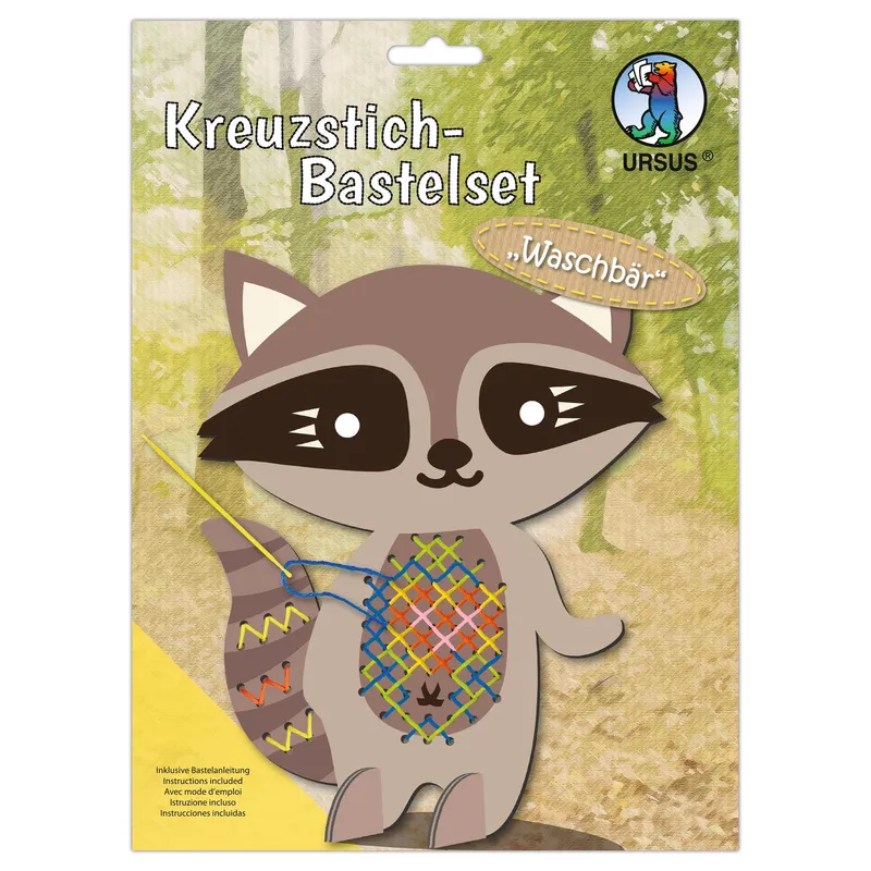 Kreuzstich-Bastelset Waschbär