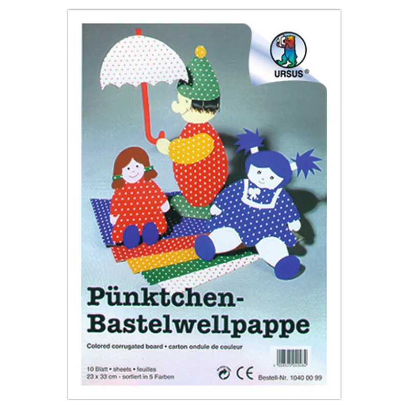 Pünktchen-Bastelwellpappe 260 g/qm 23 x 33 cm - 10 Blatt sortiert
