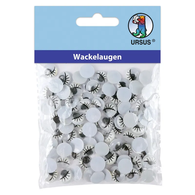 Wackelaugen rund 10 mm mit Wimpern - 100 Stück