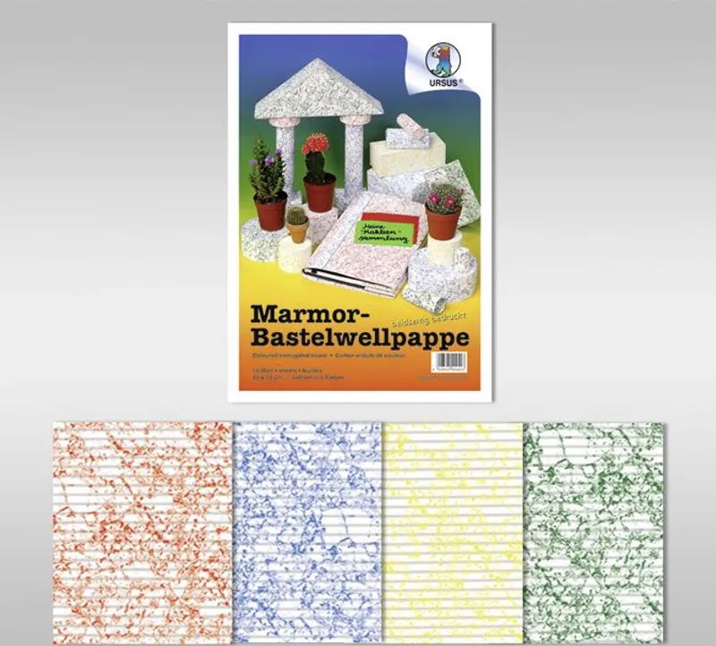 Marmor-Bastelwellpappe 260 g/qm 23 x 33 cm - 10 Blatt sortiert