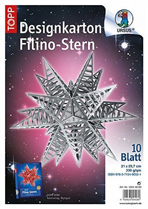 Designkarton Filino-Stern "Shining paper" silber