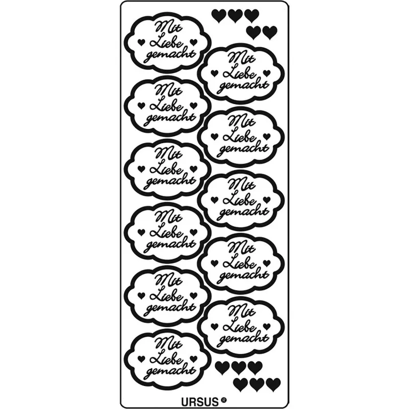 Kreativ Sticker "mit Liebe gemacht" gold