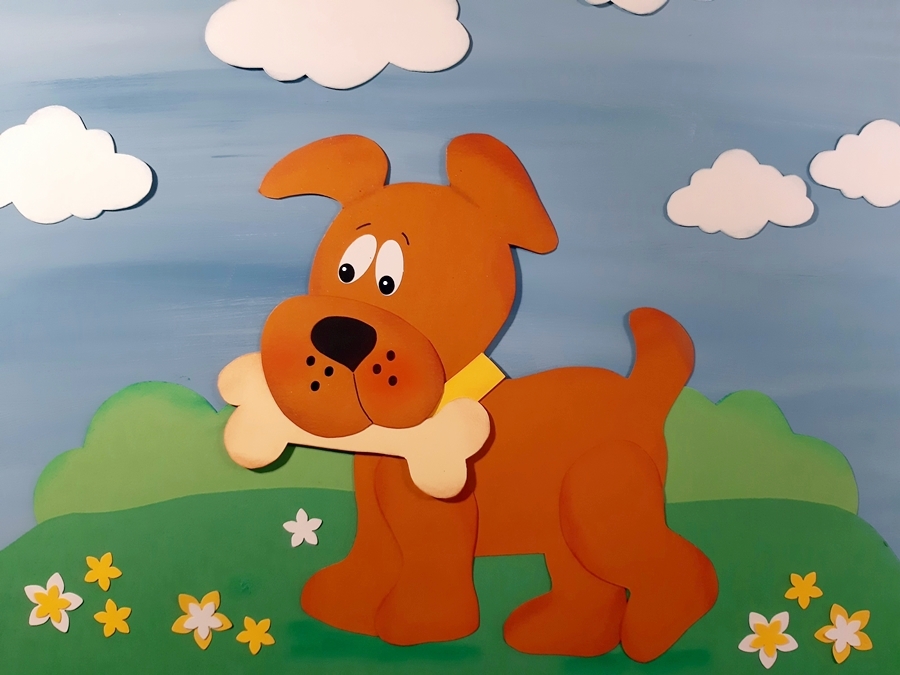 Hund mit Knochen Eine Kreatividee der Buntpapierwelt.de