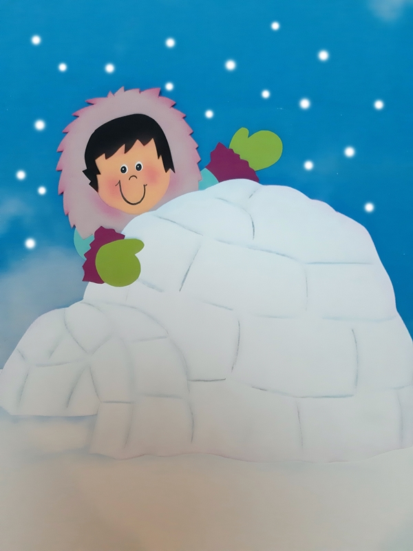 Eskimo aus papier und Iglu