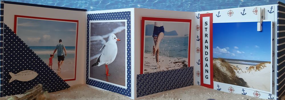 Leporello mit Strandmotiv und Möwe