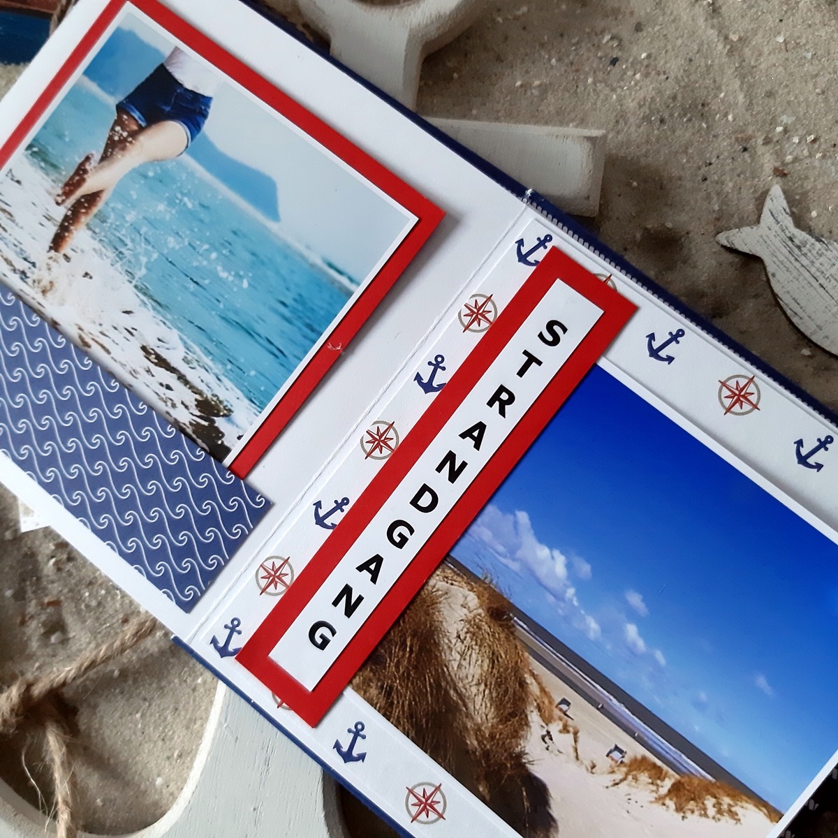 Leporello-Seite mit Strand-Feeling