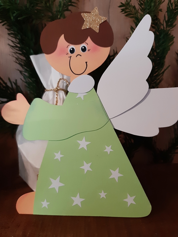 Engel für Adventskalender mit grünem Kleid