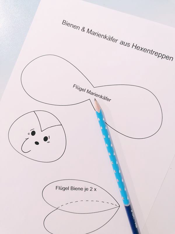 Vorlagebogen von den Bienen und Marienkäfer abzeichnen