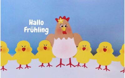 Familie Huhn — Fensterdeko im Frühling