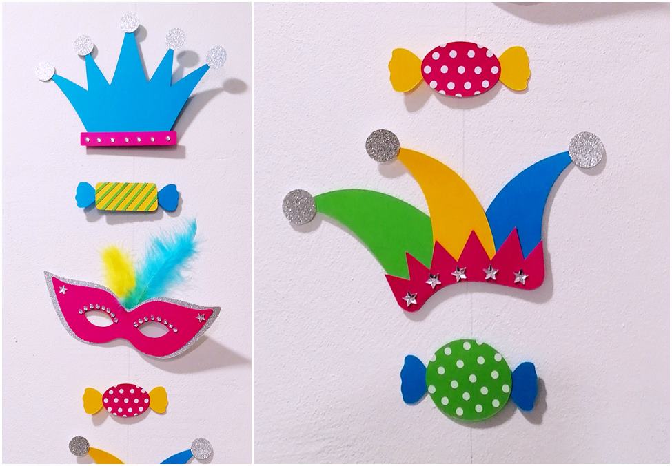 Girlande zum Fasching in bunten Farben aus dem KreativBlog