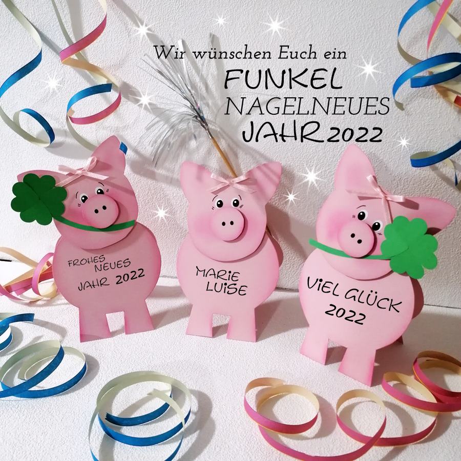 3 Glücksschweinchen aus Papier