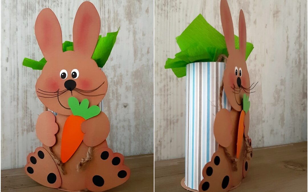 Hase mit Korb aus Papier