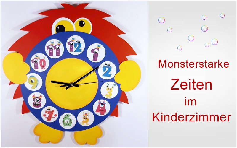 Wanduhr Monster aus Papier