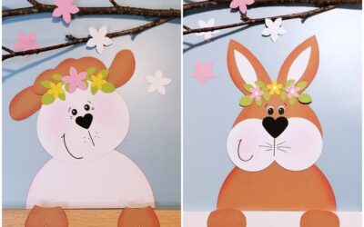 Osterfreunde als lustige Fenstergucker