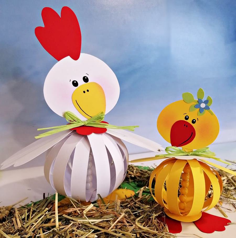 Huhn und Küken als Paper Balls