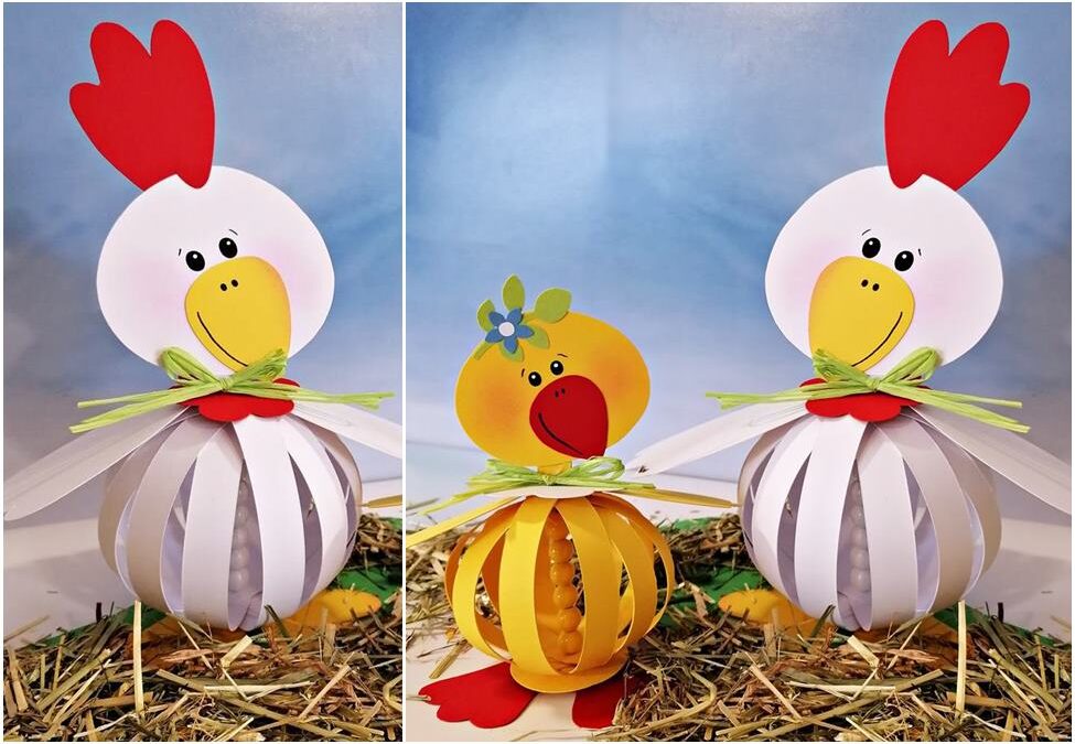 Huhn mit Küken – Lustige Paper Balls Selberbasteln