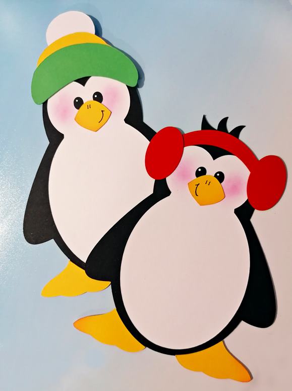 Zwei Pinguine aus Bastelpapier
